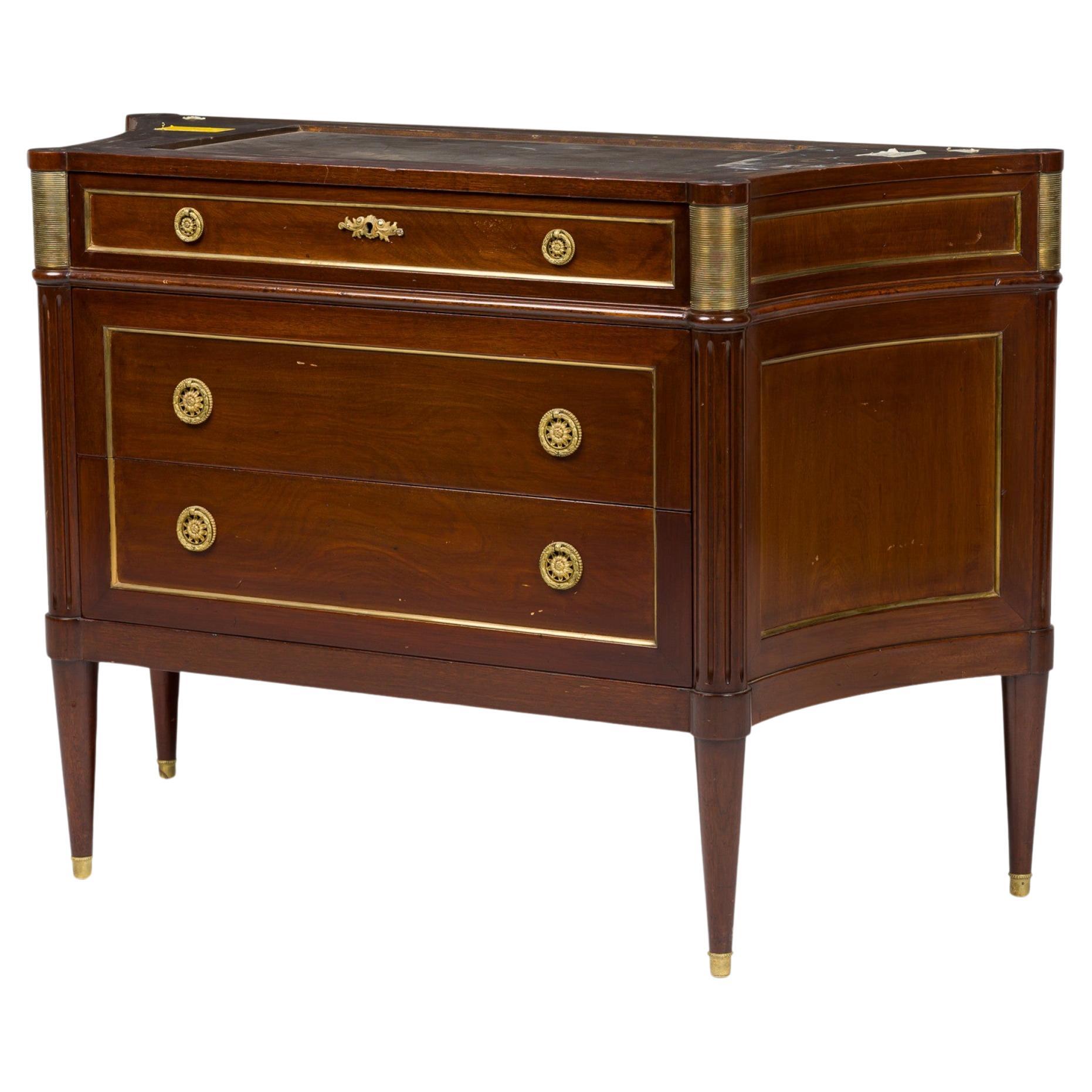 Maison Jansen French Mid-Century Bronze Mounted Mahogany Chest