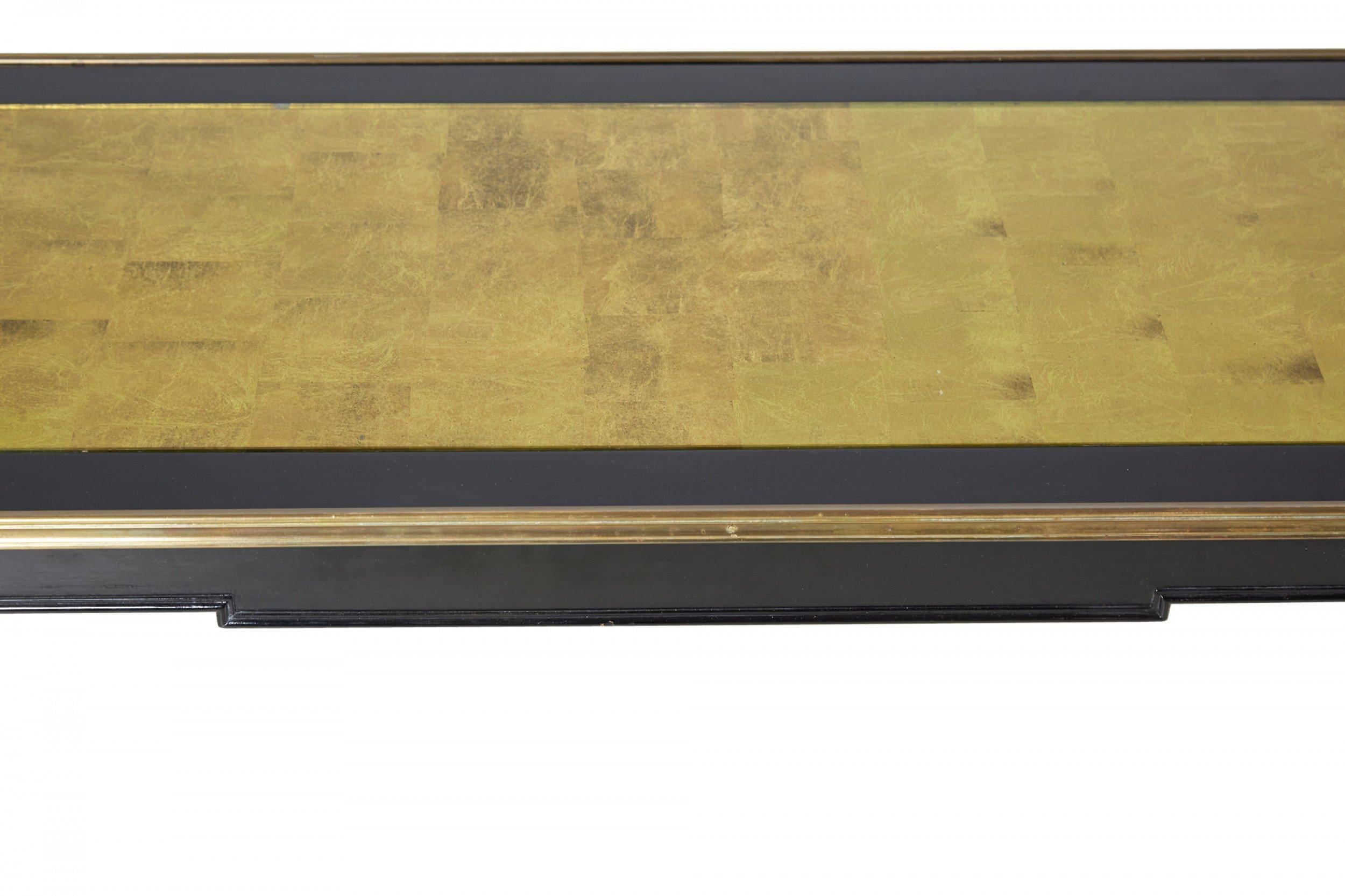 Maison Jansen French Mid-Century Ebonized Gilt Glass Top Coffee Table For Sale 4