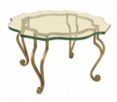 Maison Jansen French Mid-Century Gilt Iron and Glass Top Coffee Table