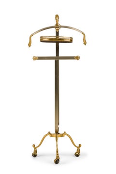 Maison Jansen French Mid-Century Steel and Brass Valet with Ram Head Accents