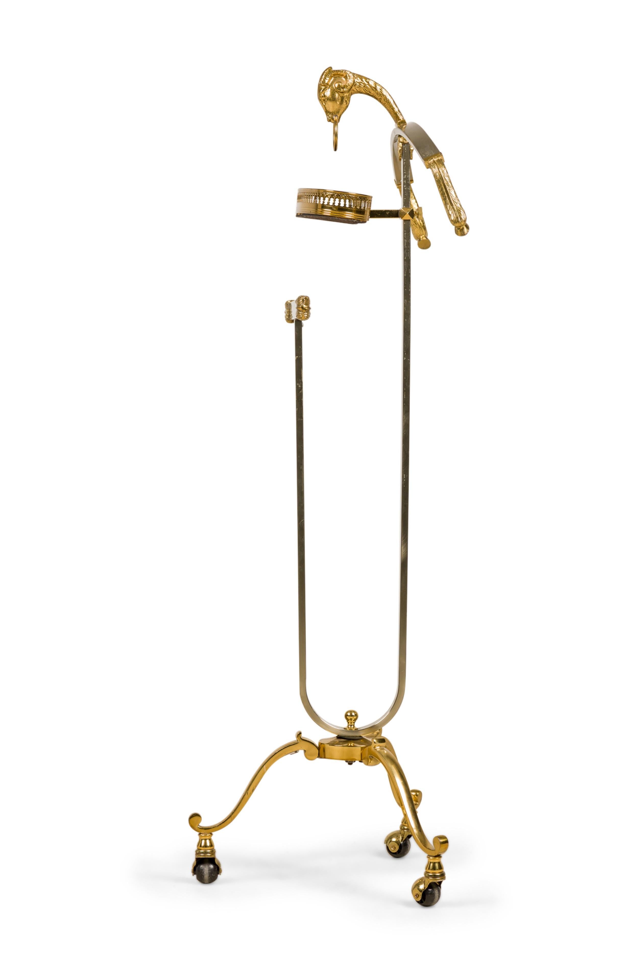 Mid-Century Modern Maison Jansen French Mid-Century Steel and Brass Valet with Ram Head Accents For Sale