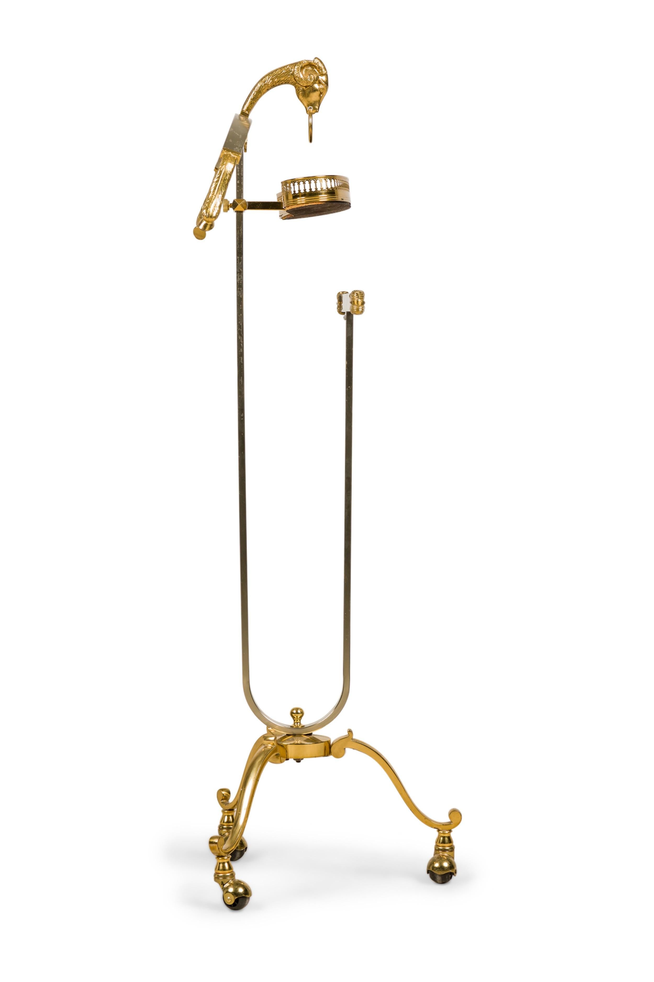 Maison Jansen French Mid-Century Steel and Brass Valet with Ram Head Accents In Good Condition For Sale In Queens, NY