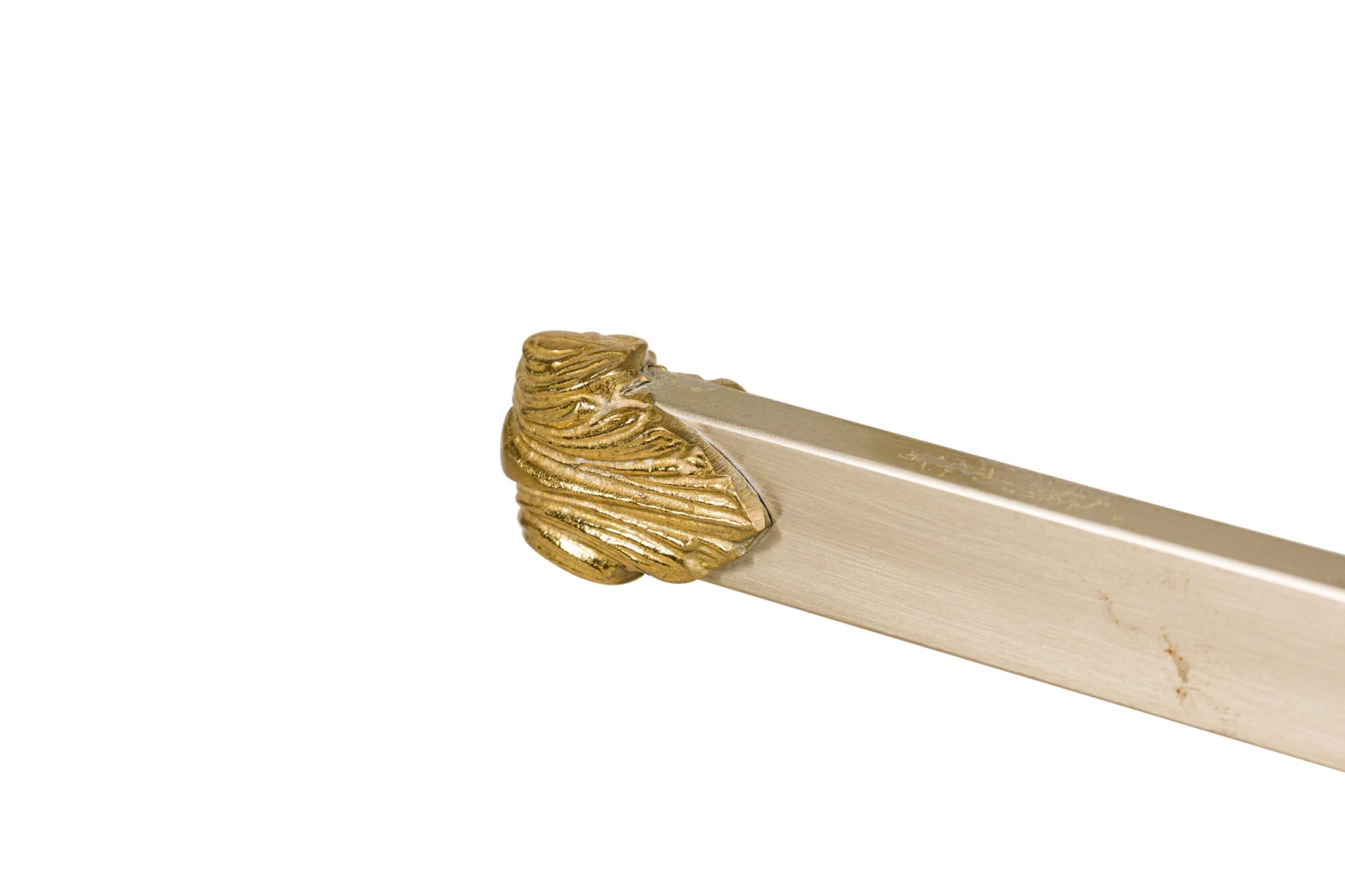 Maison Jansen French Mid-Century Steel and Brass Valet with Ram Head Accents For Sale 2