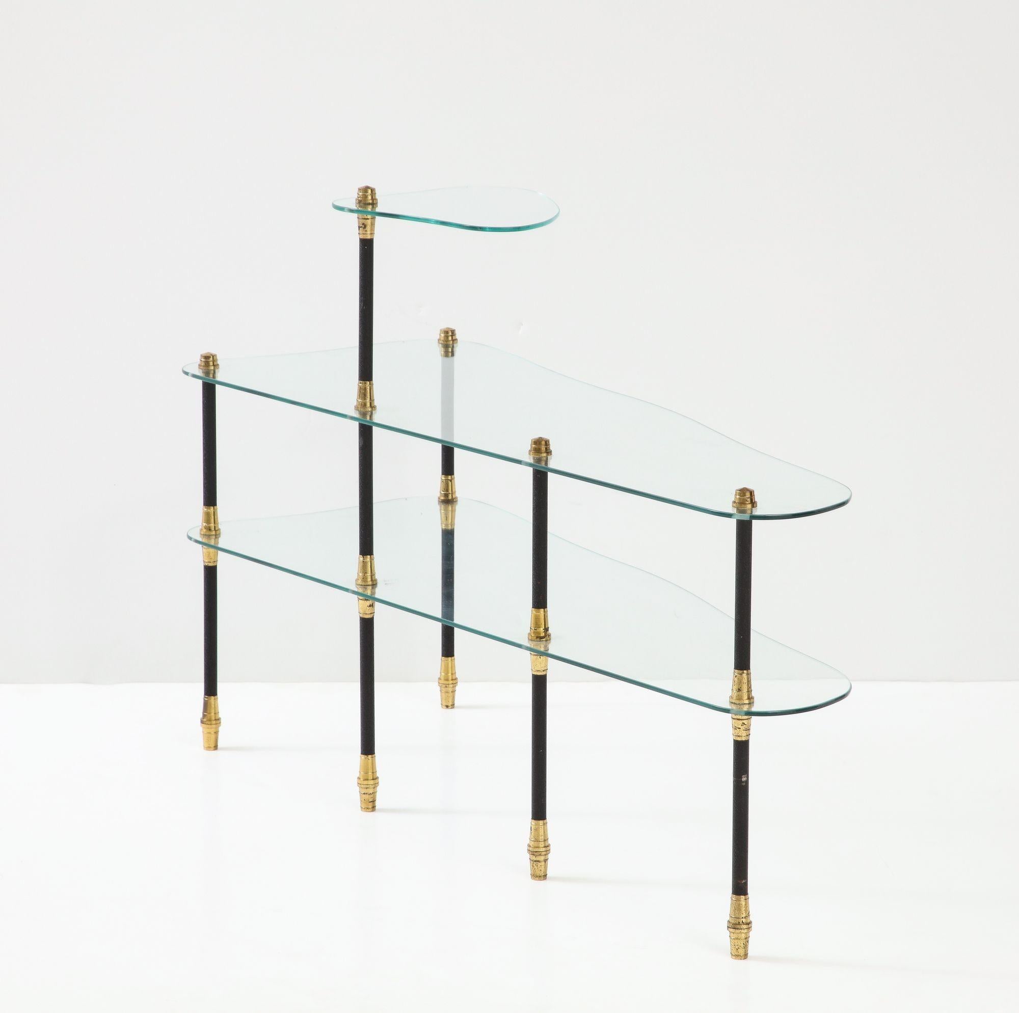 Maison Jansen French Modern 3-Shelf Glass Etagere For Sale 2