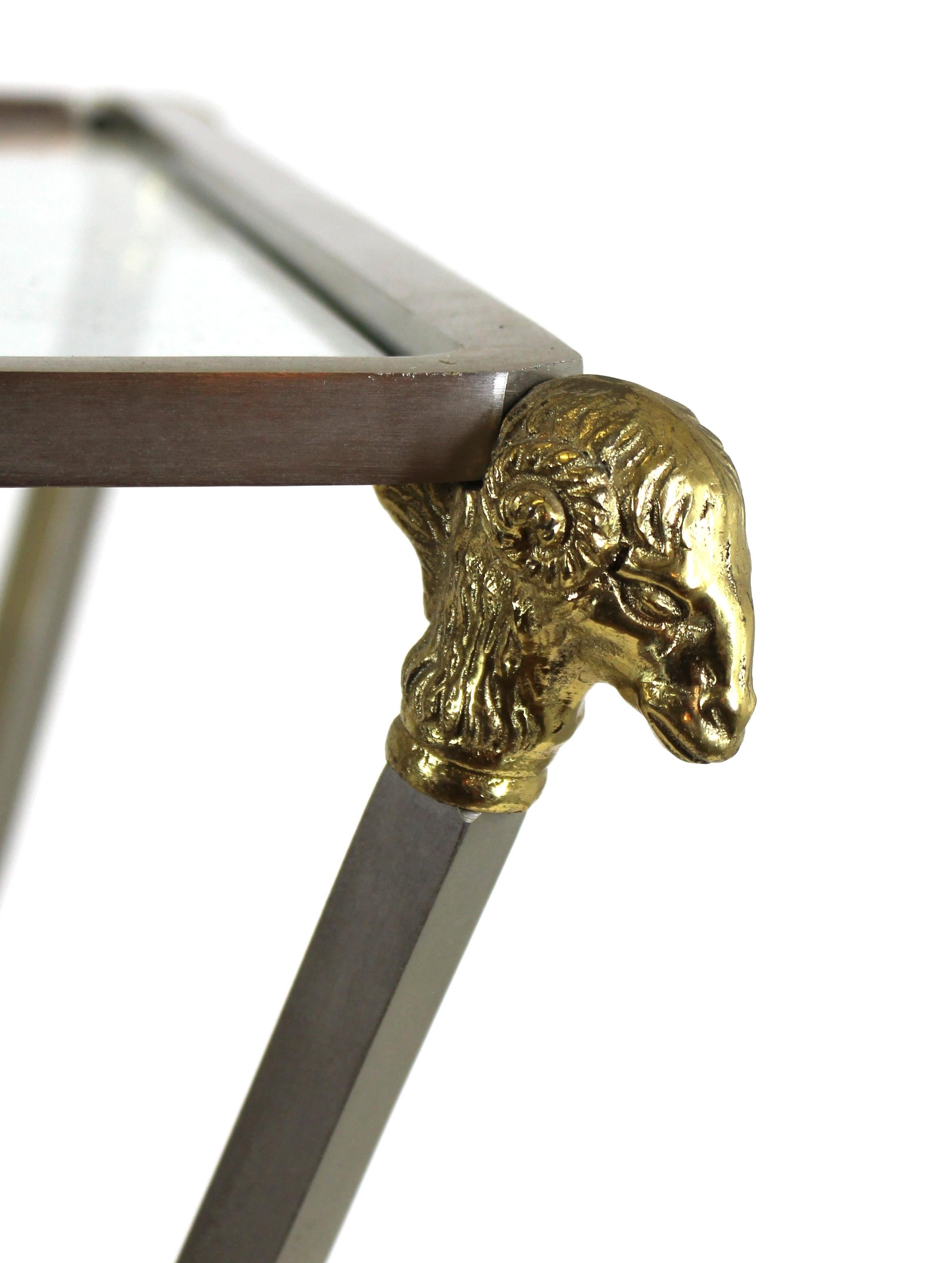 Maison Jansen French Modern Rams Head Side Table In Good Condition In New York, NY