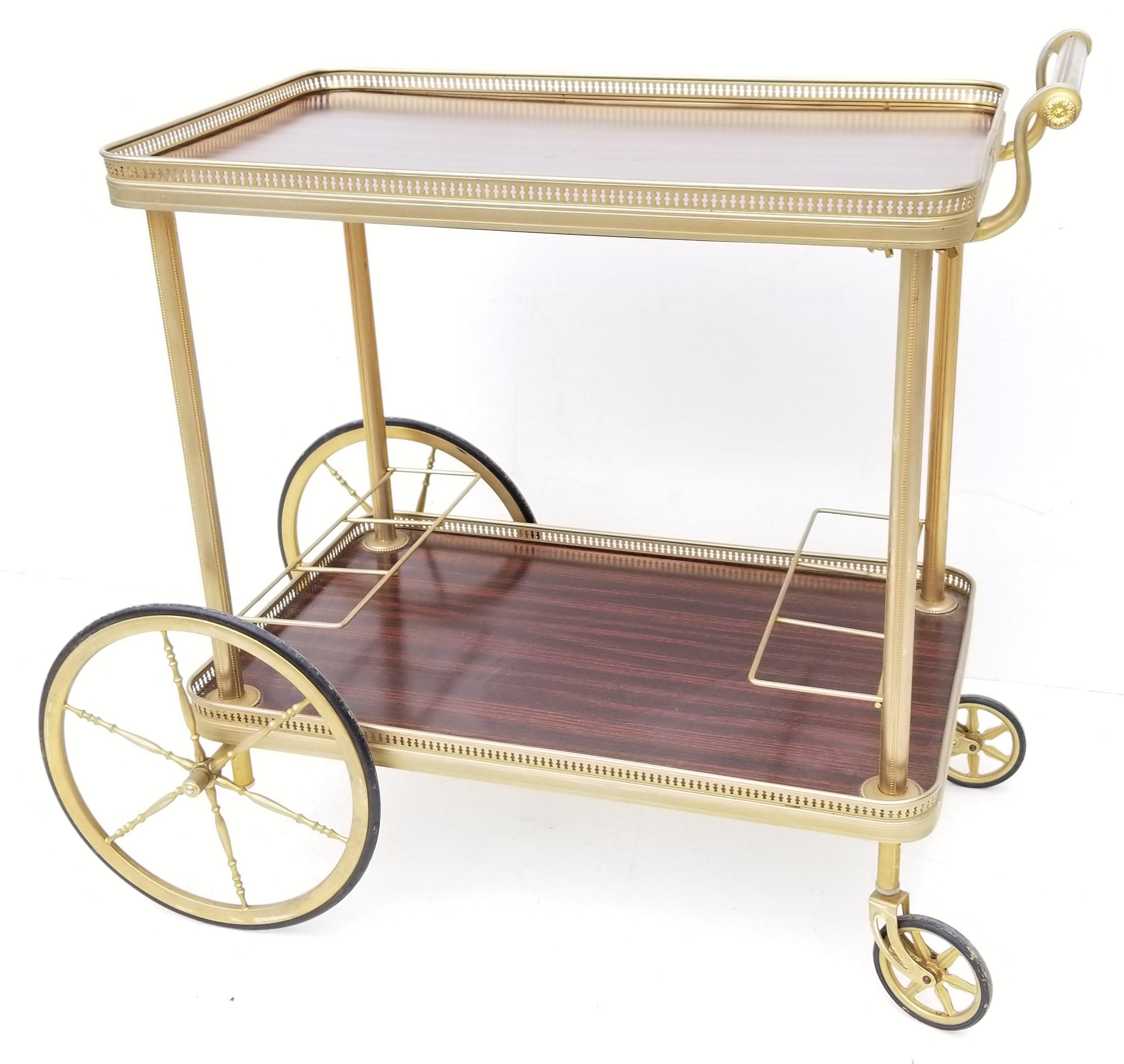 Maison Jansen French Neoclassical Brass Bar Cart 2