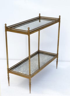 Maison Jansen French Neoclassical Brass & Cloudy Mirrored Glass Side Table, 1950