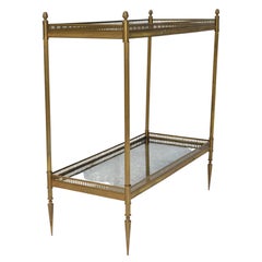 Maison Jansen French Neoclassical Brass & Cloudy Mirrored Glass Side Table, 1950