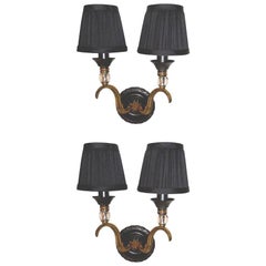 Maison Jansen Lámparas de pared, apliques de latón neoclásicos franceses