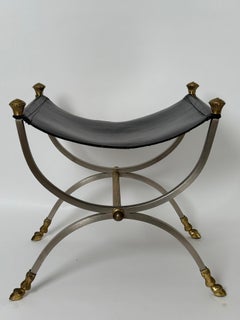 Maison Jansen French Neoclassical Rivival Style Bench with Lether Seat