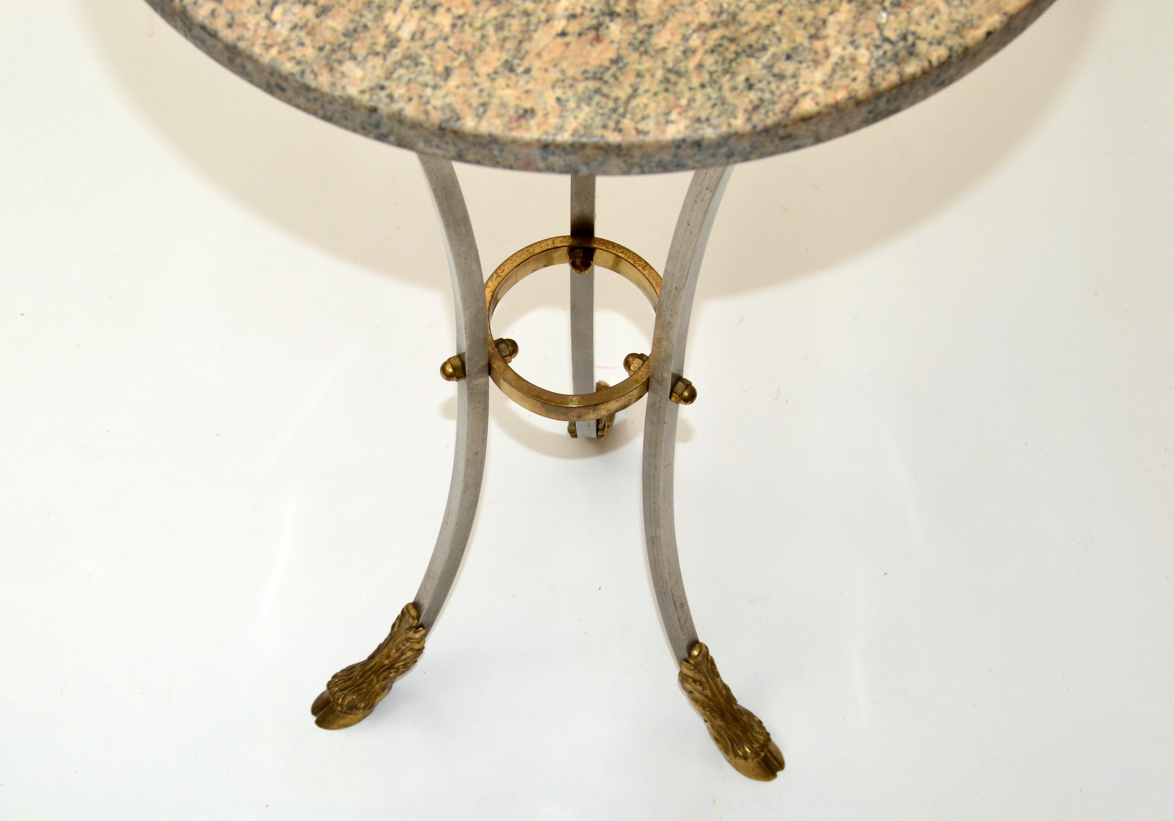 Maison Jansen French Neoclassical Steel & Bronze Hoof Feet Pedestal Drink Table For Sale 10