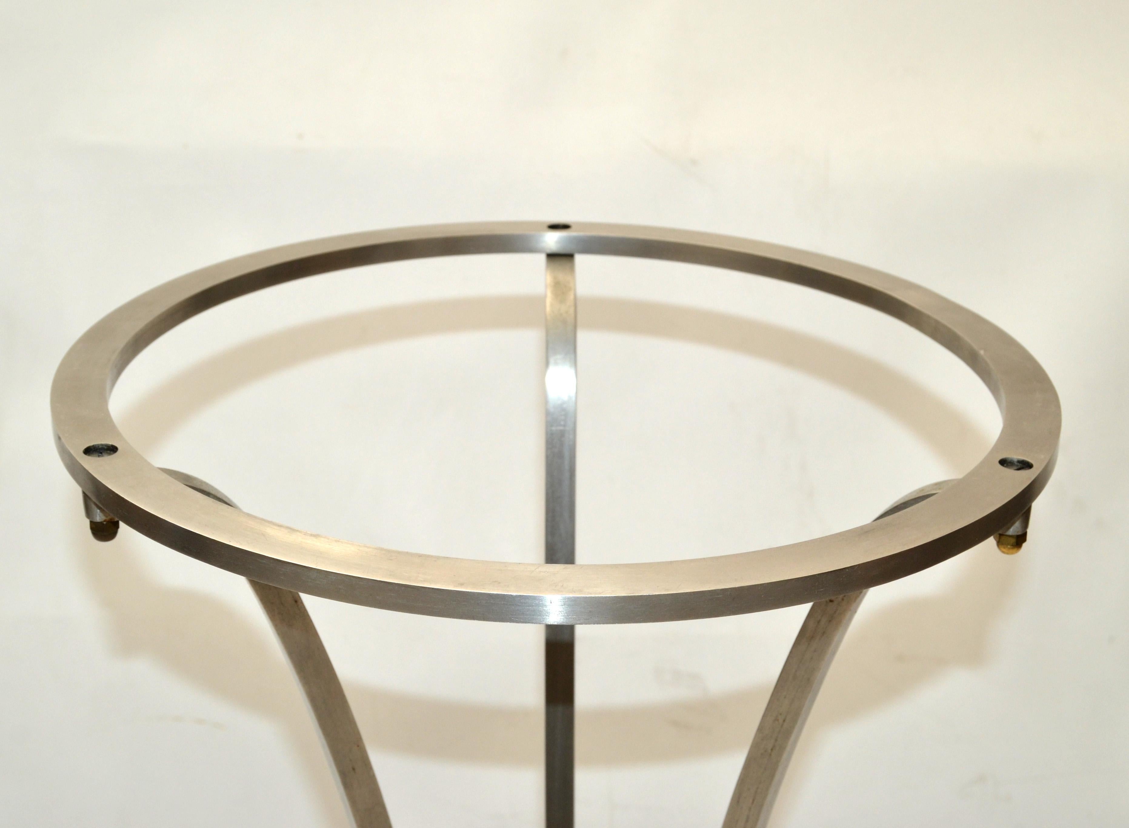 Maison Jansen French Neoclassical Steel & Bronze Hoof Feet Pedestal Drink Table For Sale 11