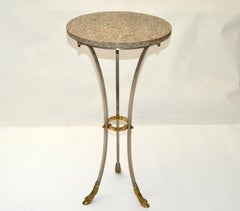 Maison Jansen French Neoclassical Steel & Bronze Hoof Feet Pedestal Drink Table