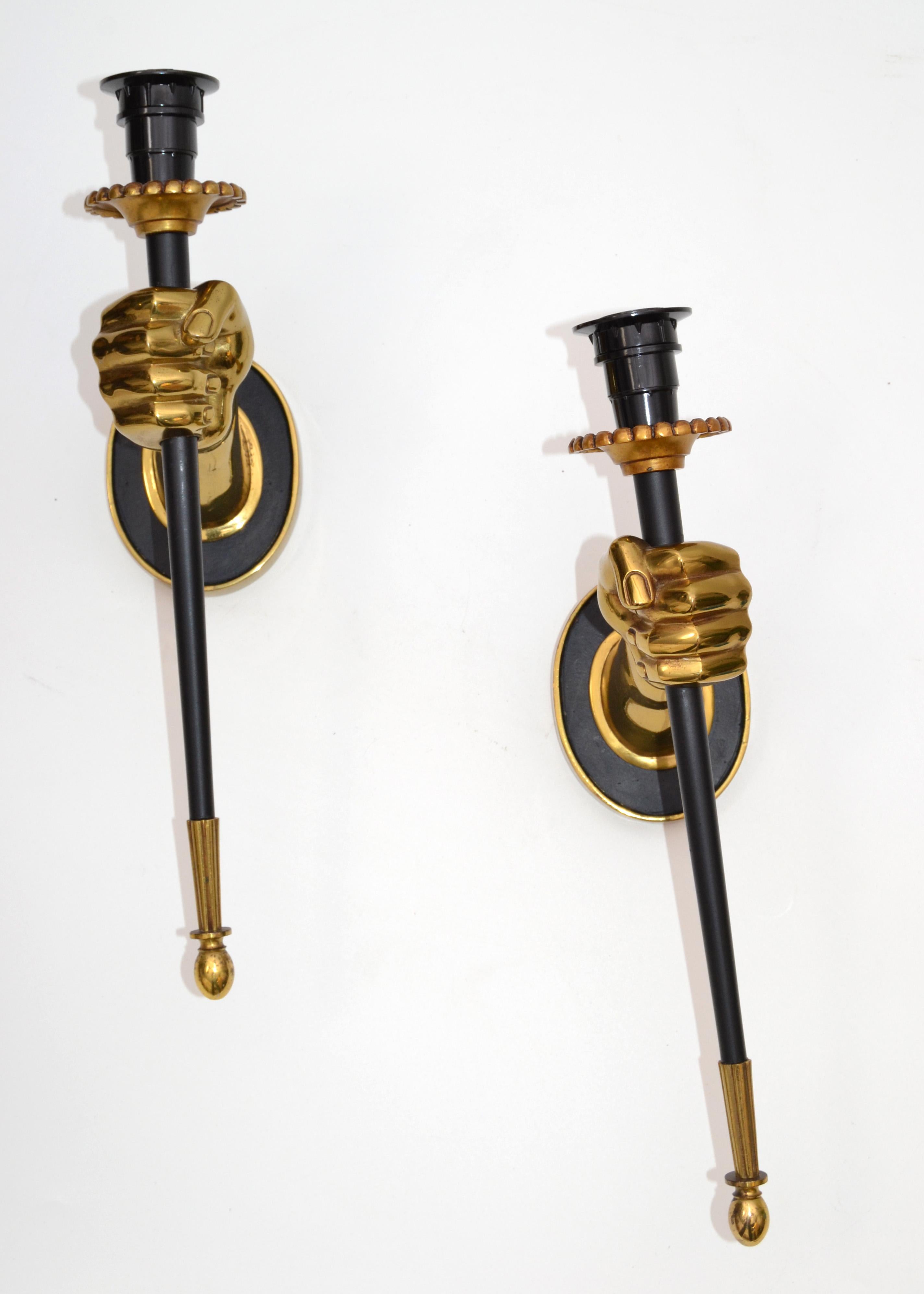 Maison Jansen French Pair of Bronze Sconces, 2 Pairs Available In Good Condition In Miami, FL
