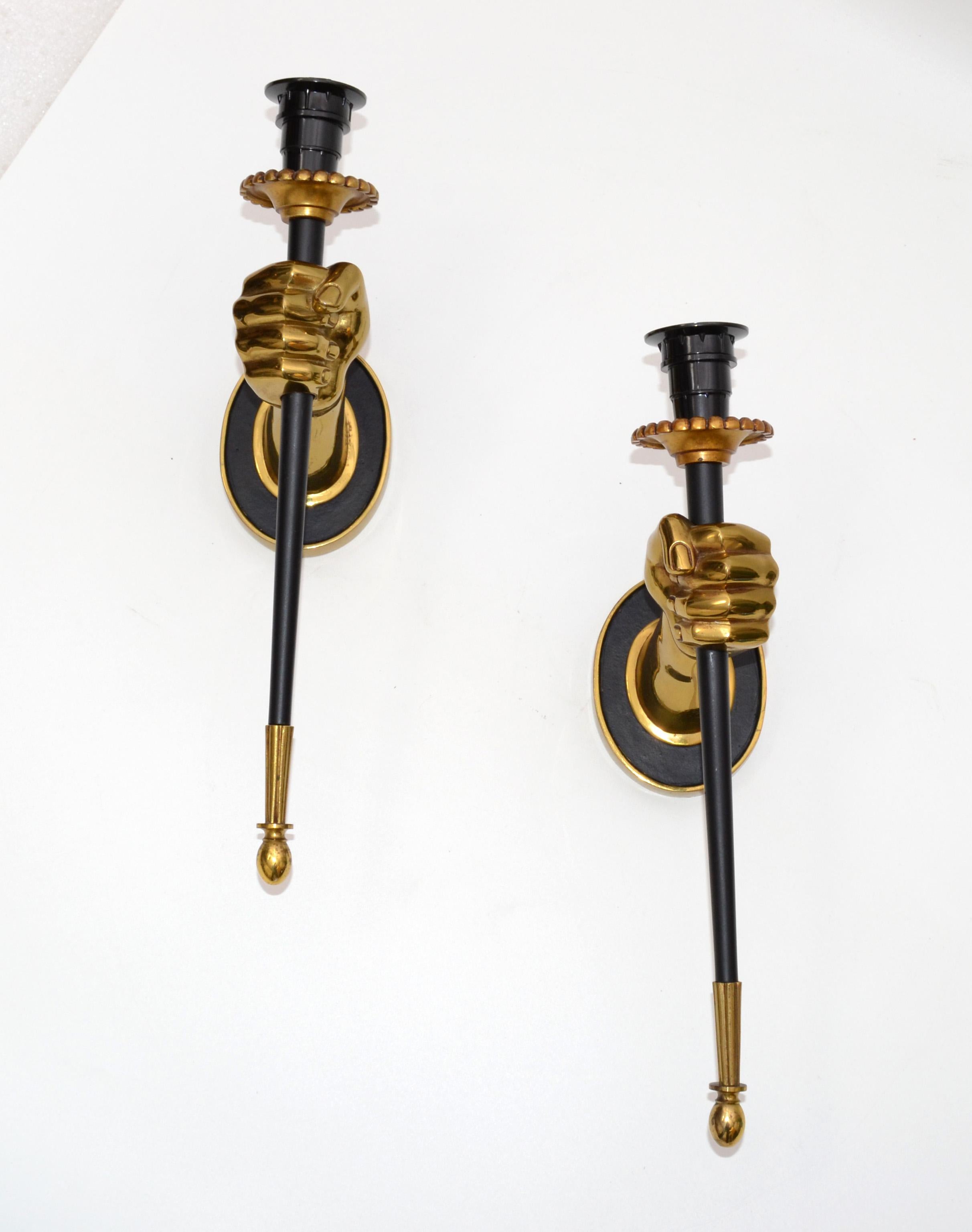 Mid-20th Century Maison Jansen French Pair of Bronze Sconces, 2 Pairs Available