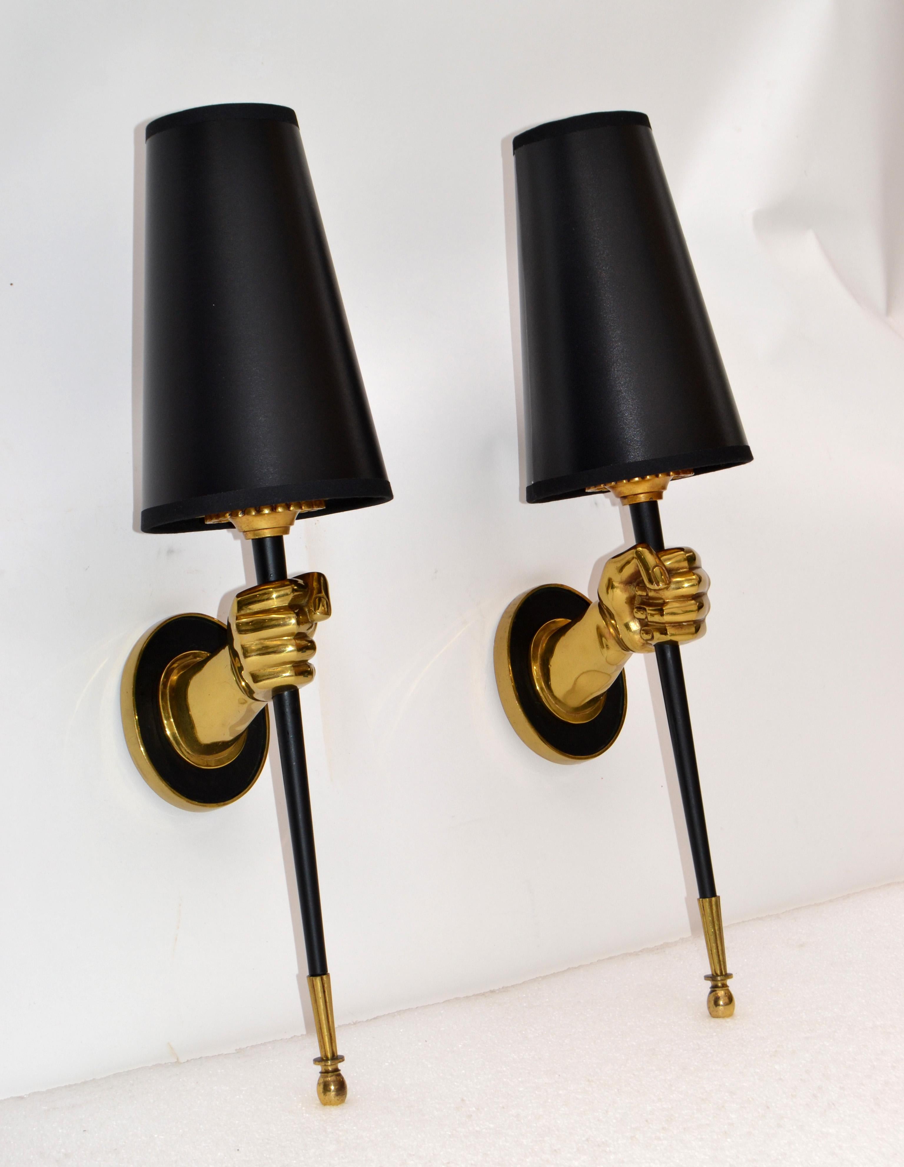 Brass Maison Jansen French Pair of Bronze Sconces, 2 Pairs Available