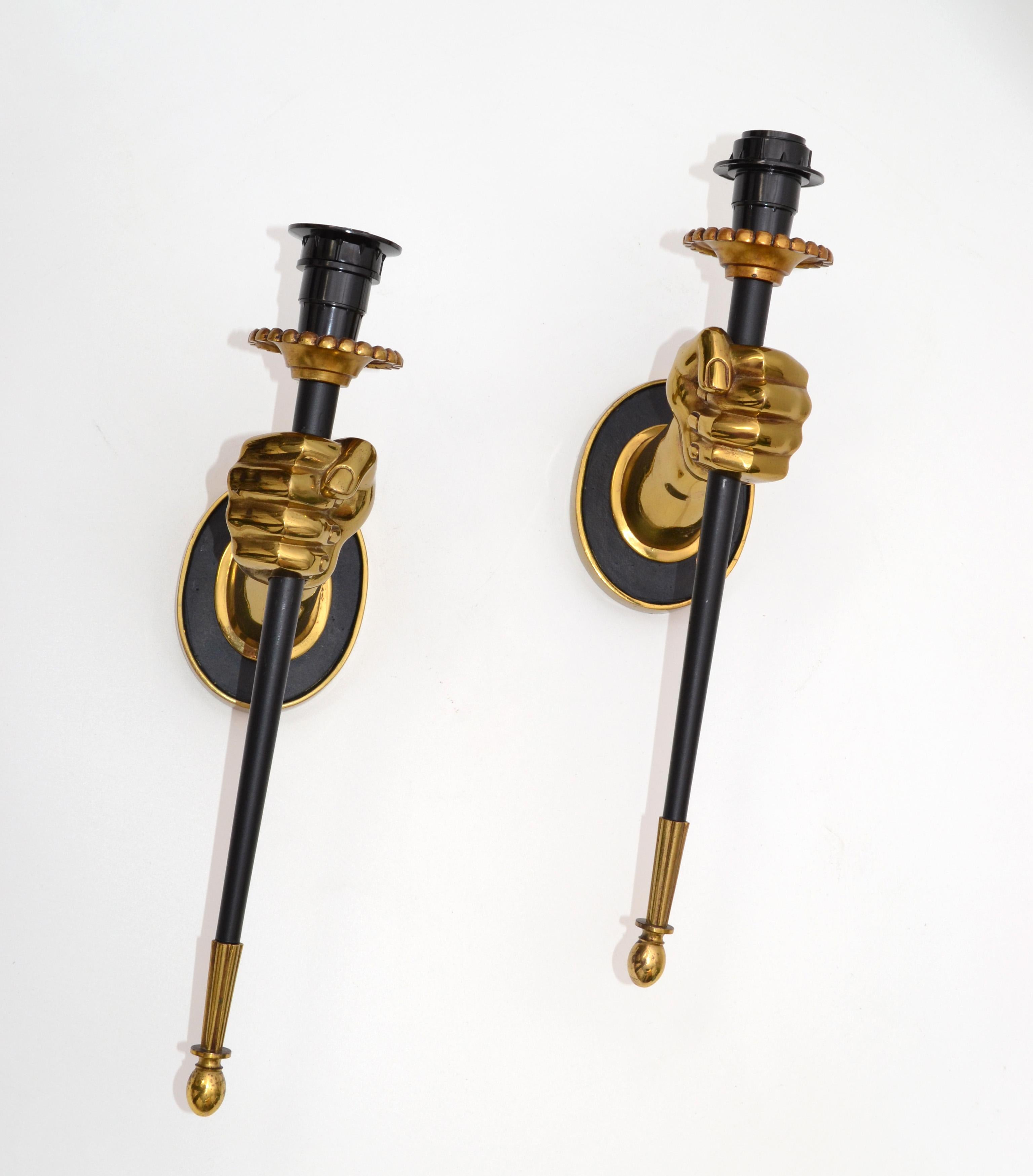 Brass Maison Jansen French Pair of Bronze Sconces, 2 Pairs Available
