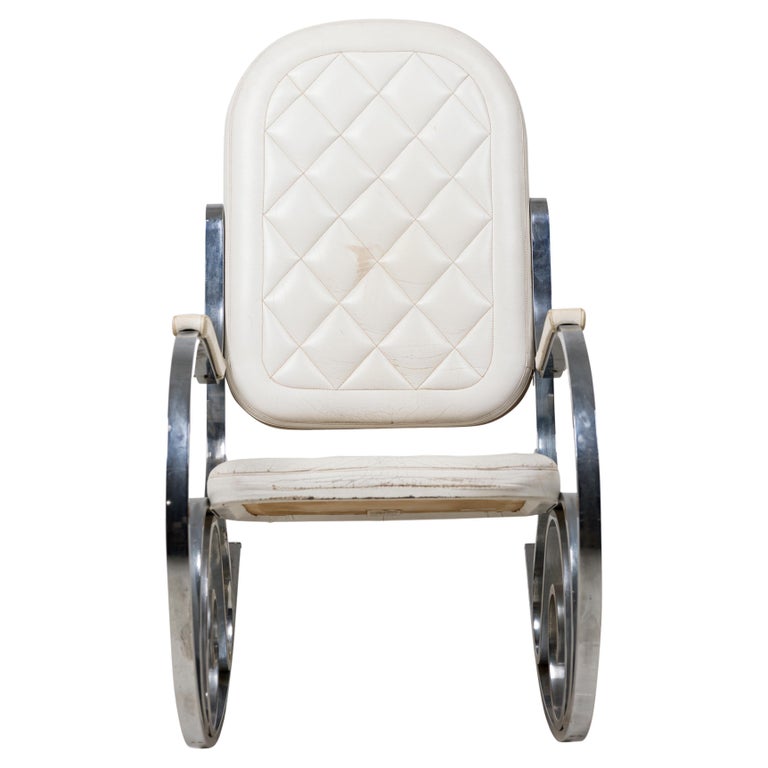 Maison Jansen French Polished Nickel and White Leather Rocking Armchair For  Sale at 1stDibs | blinged out wheelchair