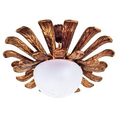 Maison Jansen. Gilded bronze flush mount with palm tree leaves, France, 1950s
