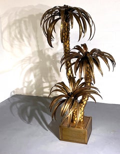 Maison Jansen Gilded Palm Tree Floor Lamp, France, 1970s