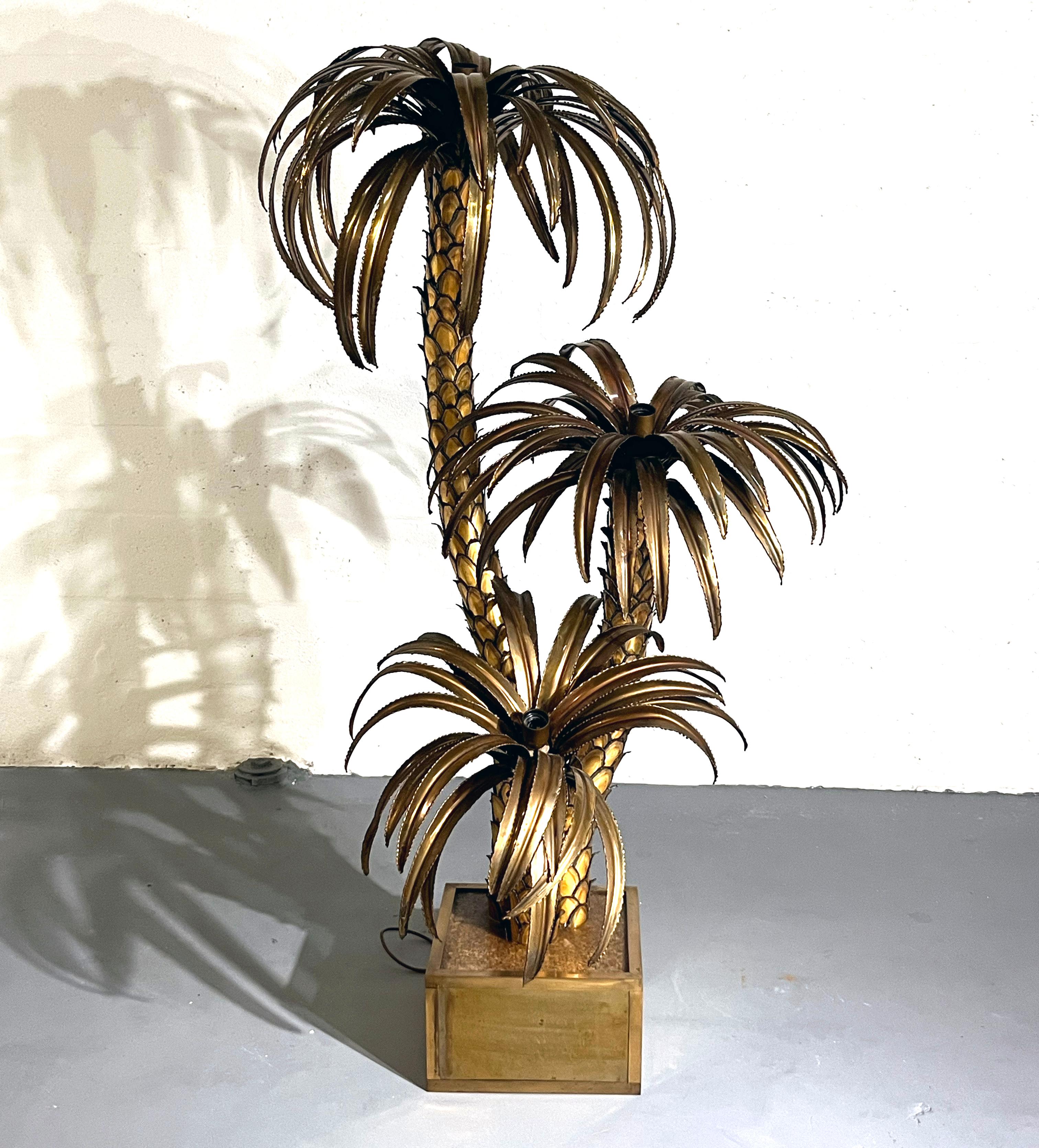 Lámpara de pie de palmera dorada Maison Jansen, Francia, años 70 Moderno en venta