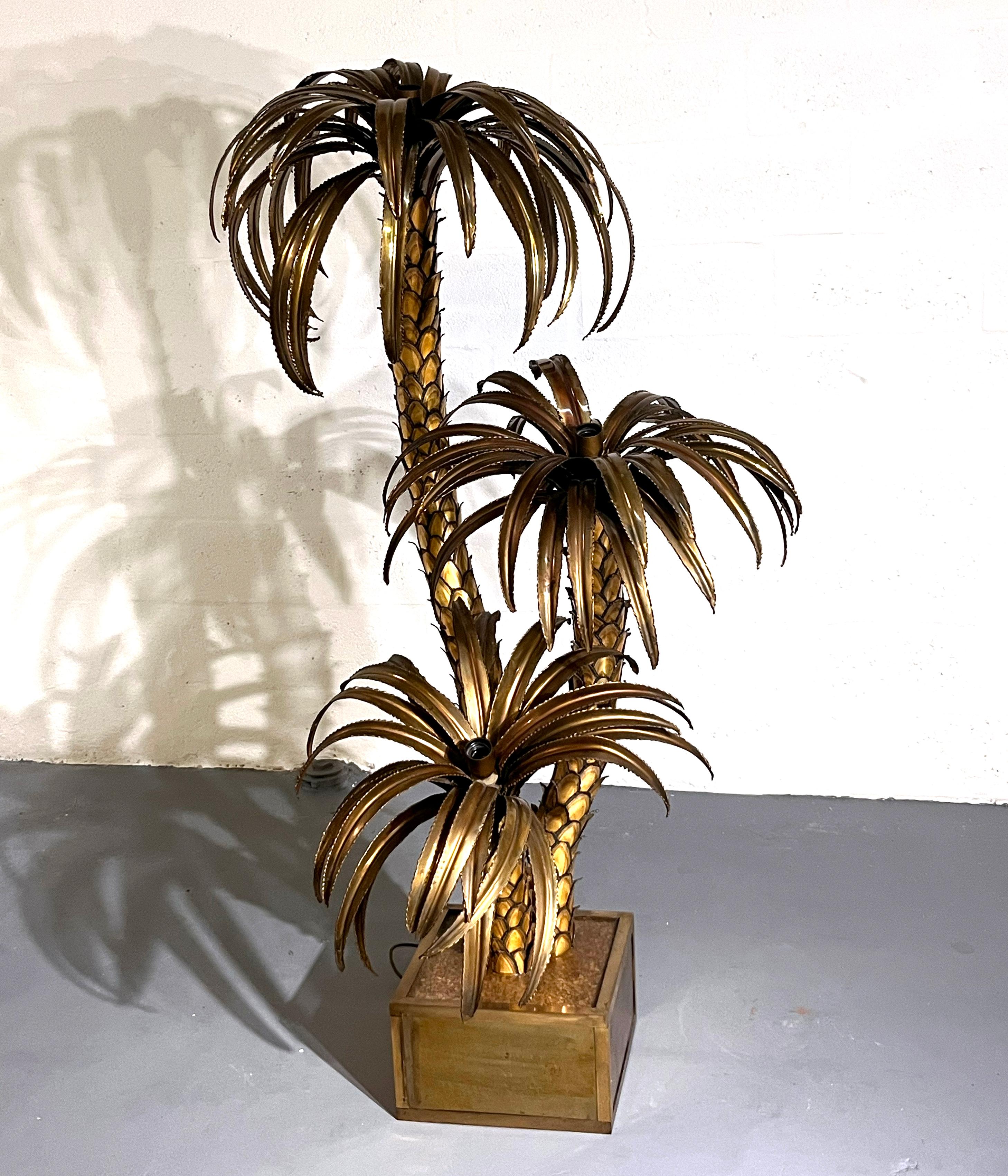 Lámpara de pie de palmera dorada Maison Jansen, Francia, años 70 en venta 1