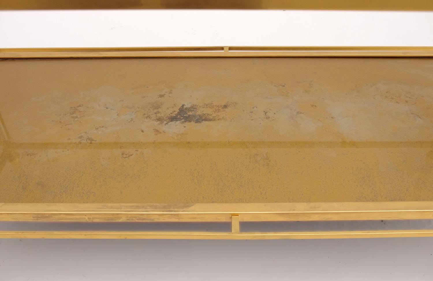Maison Jansen Gilt Brass and Glass Coffee Table from 1960 In Good Condition In Saint-Ouen, FR