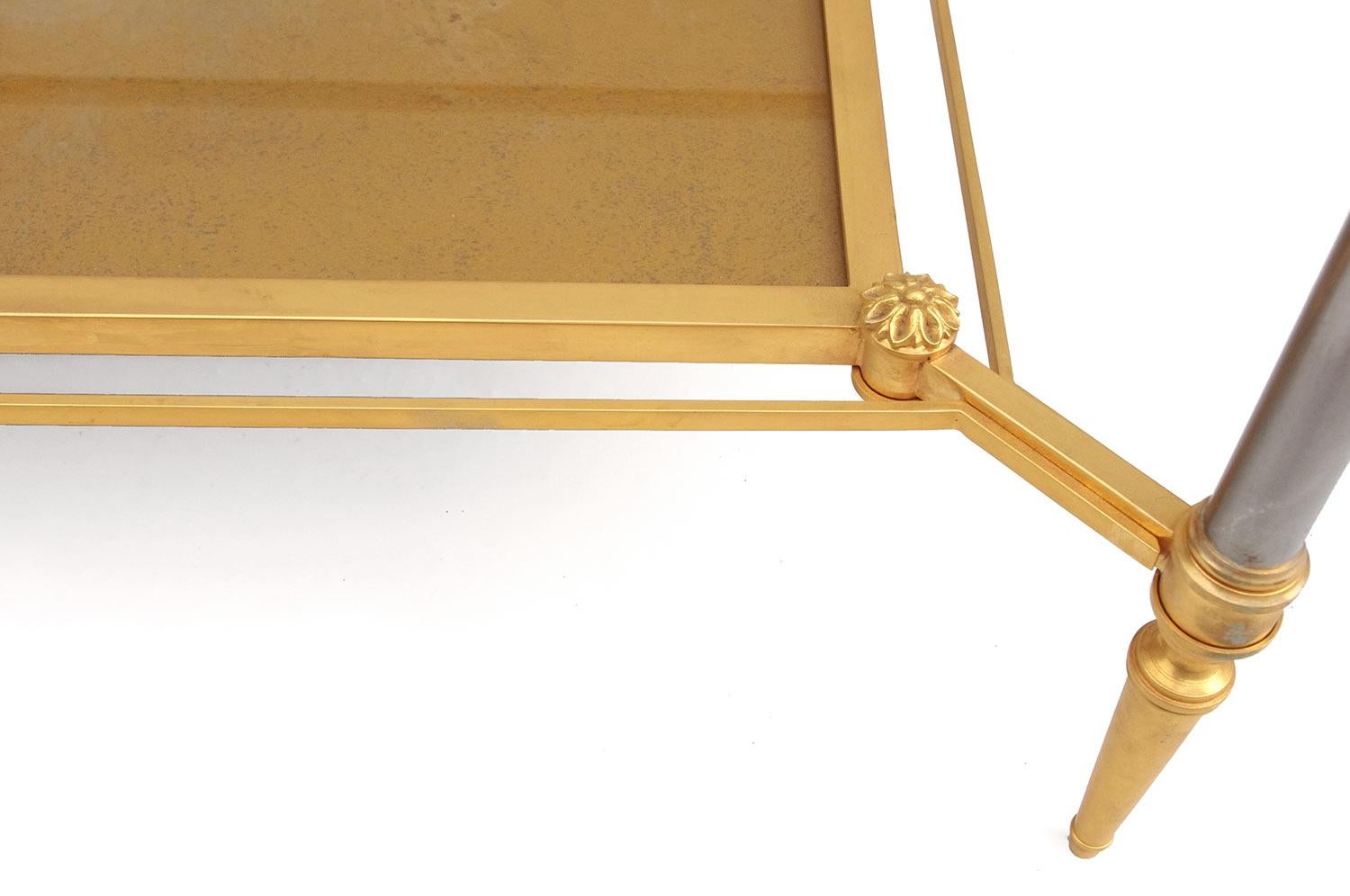 Metal Maison Jansen Gilt Brass and Glass Coffee Table from 1960