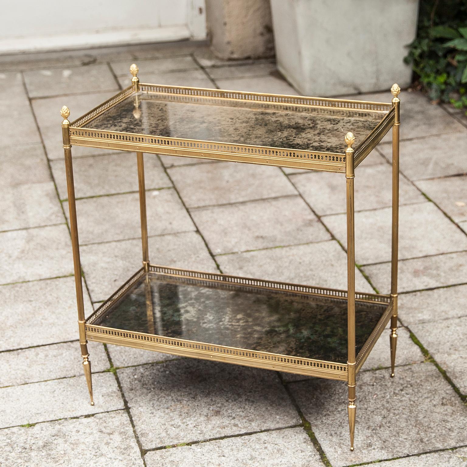 Mid-20th Century Maison Jansen Gilt Glass Side Table France 1968 Set of Two