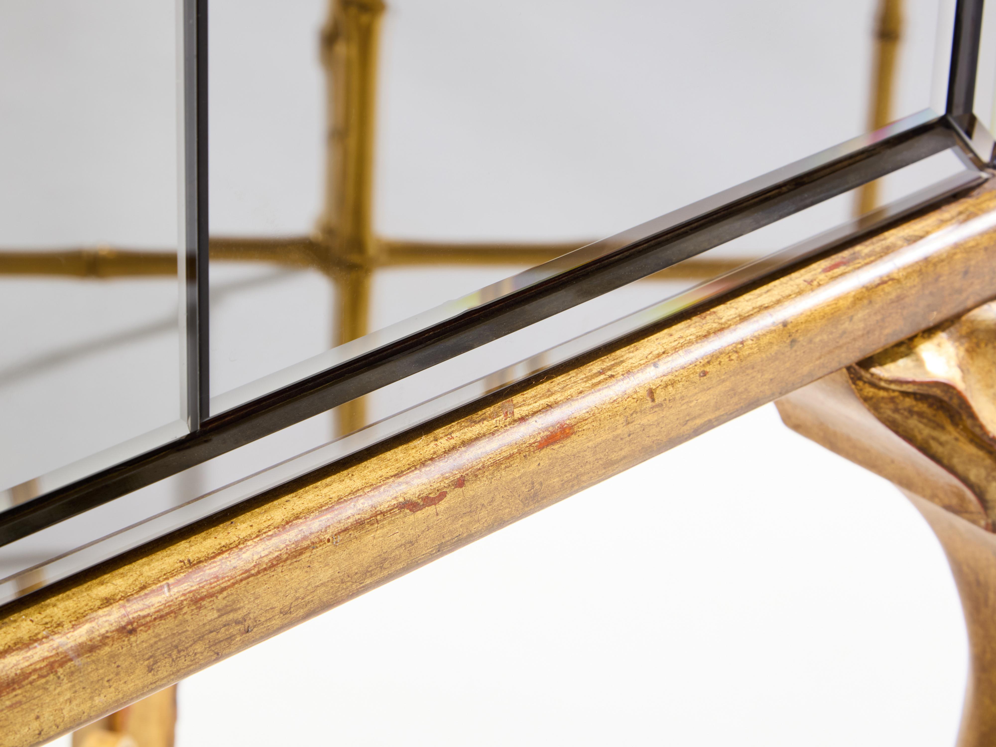 Maison Jansen gilt wood and mirrored bar cabinet 1940 For Sale 5