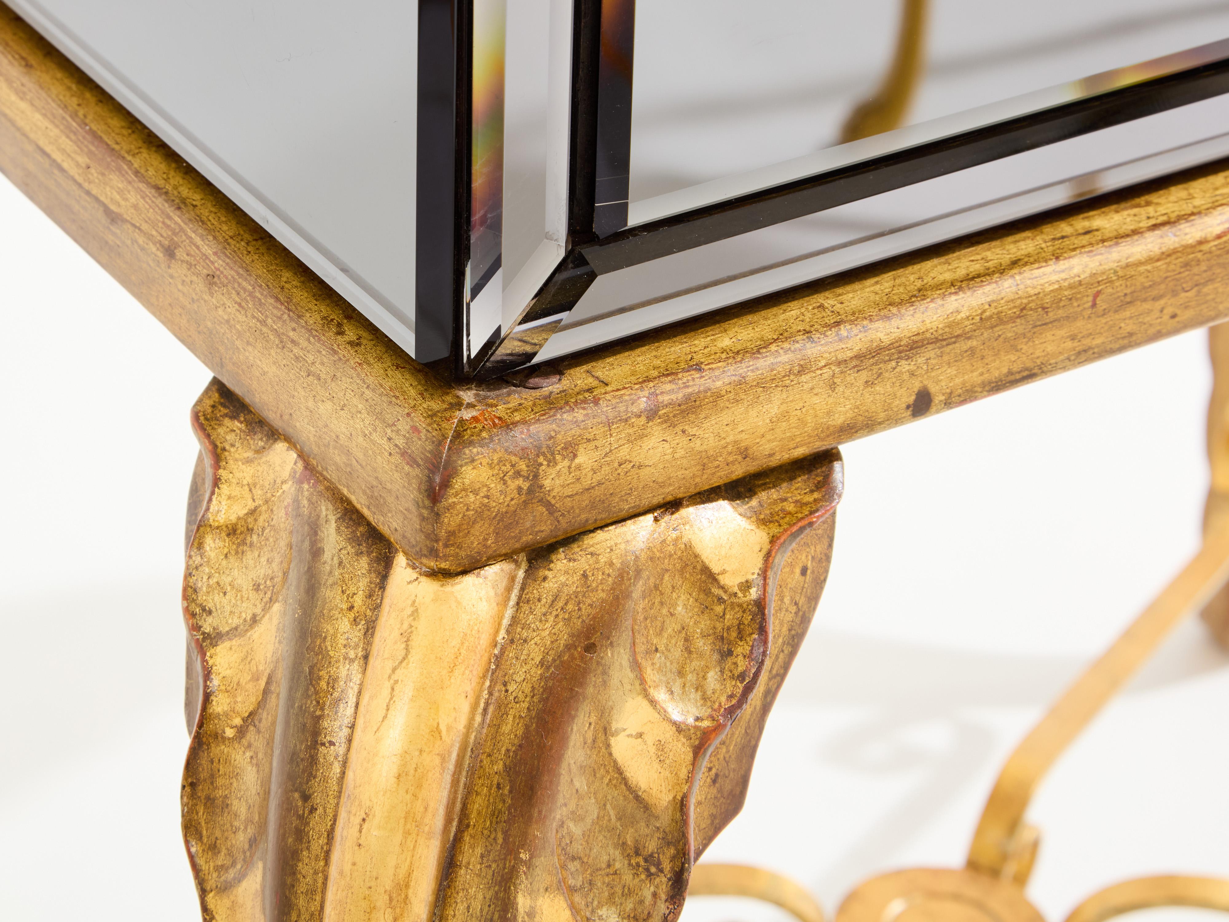 Maison Jansen gilt wood and mirrored bar cabinet 1940 For Sale 1