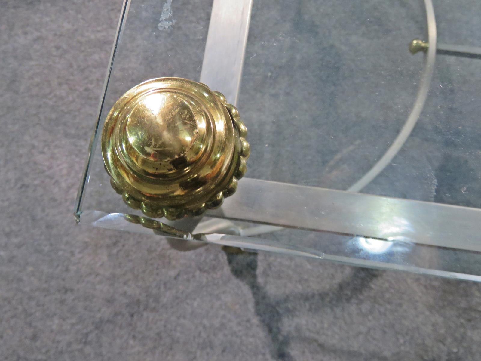 Maison Jansen Glass and Steel Hollywood Regency Brass Ball and Claw Coffee Table 3