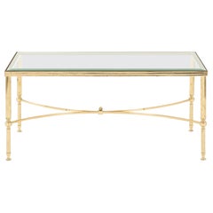 Maison Jansen Glass Brass Cocktail Table