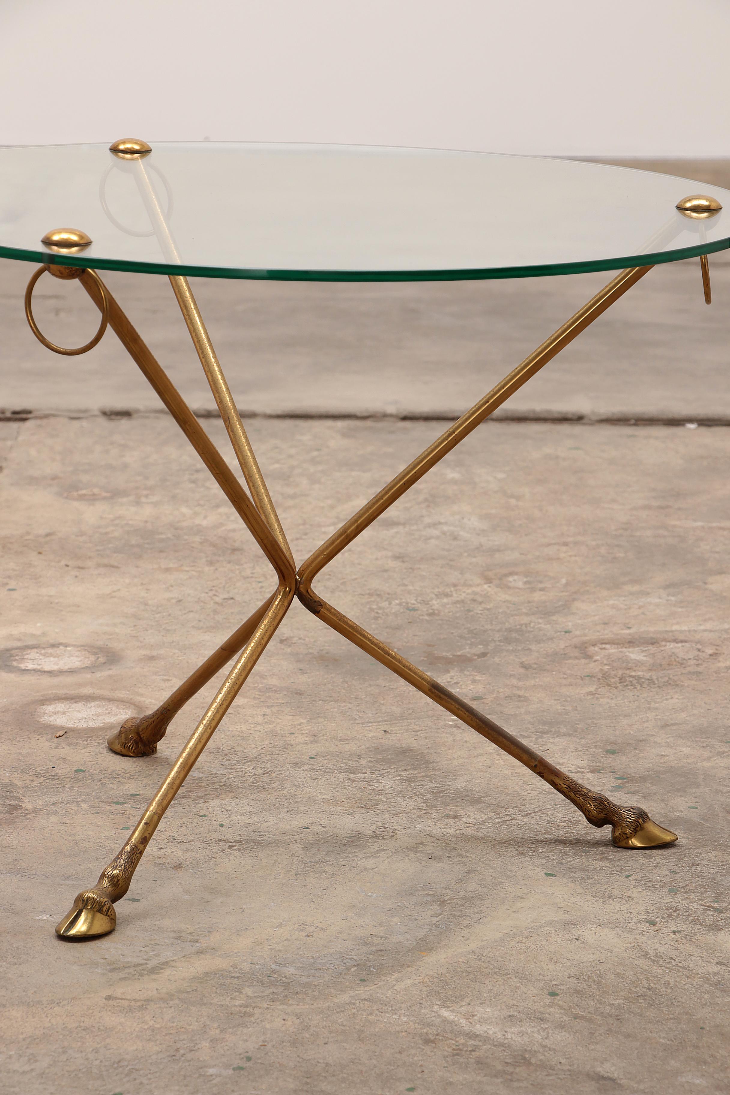 French Brass and Glass Coffee Table By Maison Jansen Made 1960, France For Sale