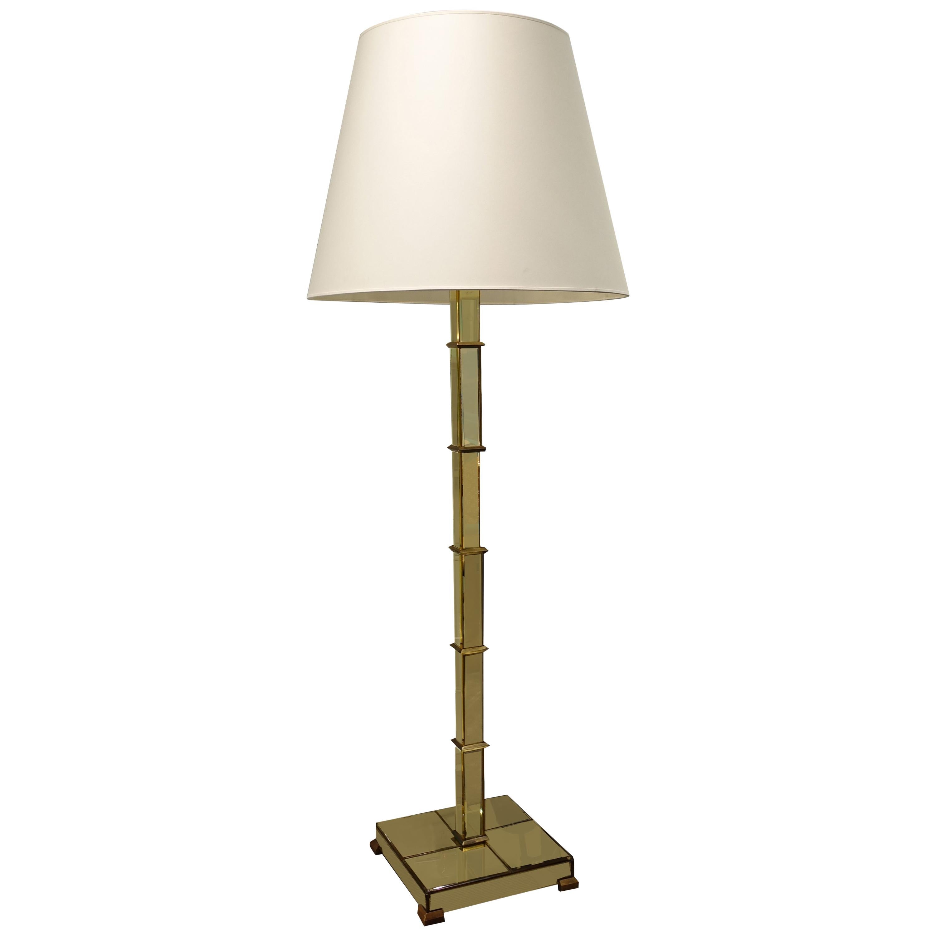 Maison Jansen Gold Mirrored Floor Lamp For Sale