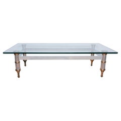 Maison Jansen High Quality Aluminum and Brass Coffee Table