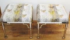 Maison Jansen Hollywood Regency Benches with Hunt Slonem Upholstery