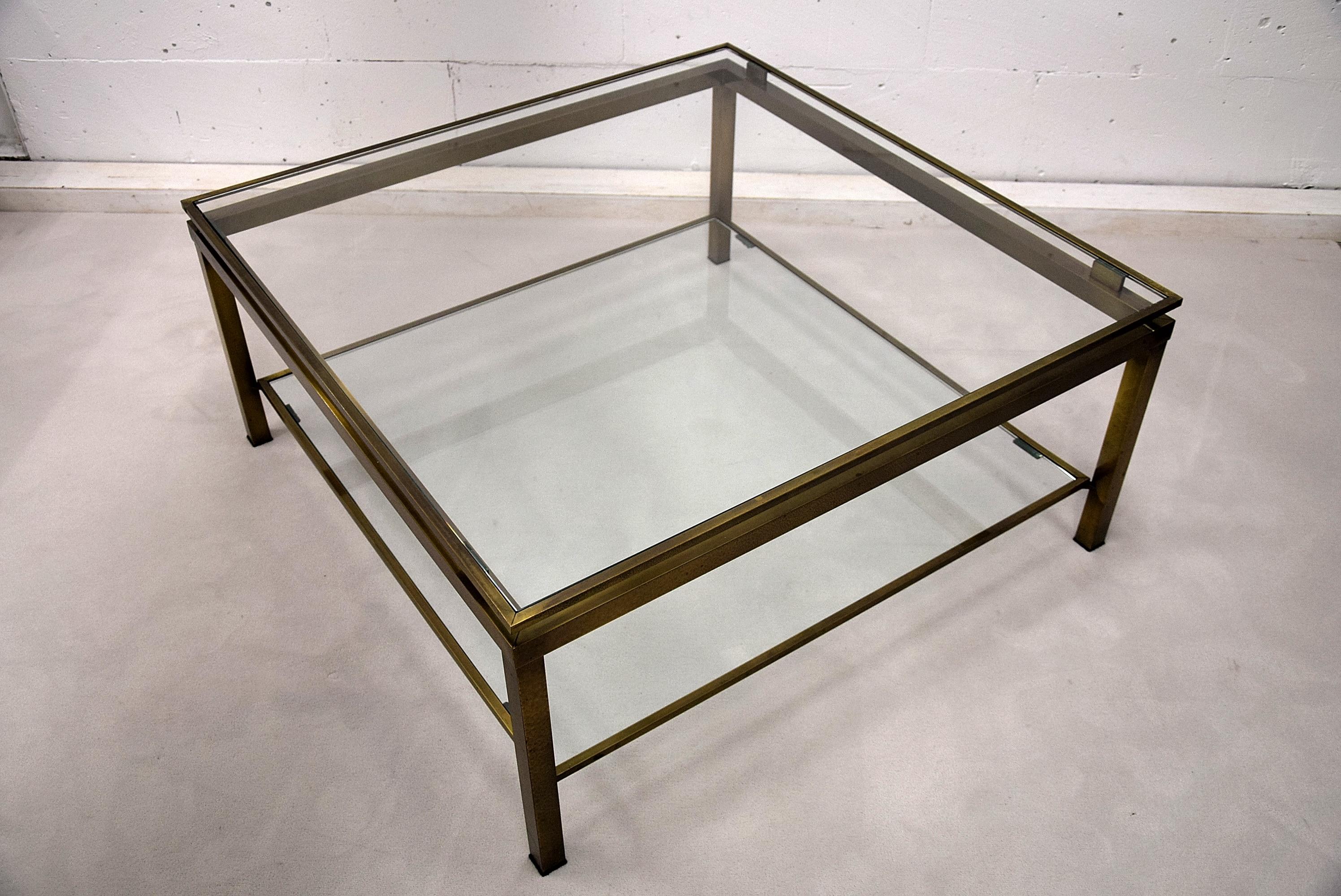 French Maison Jansen Hollywood Regency Brass Coffee Table