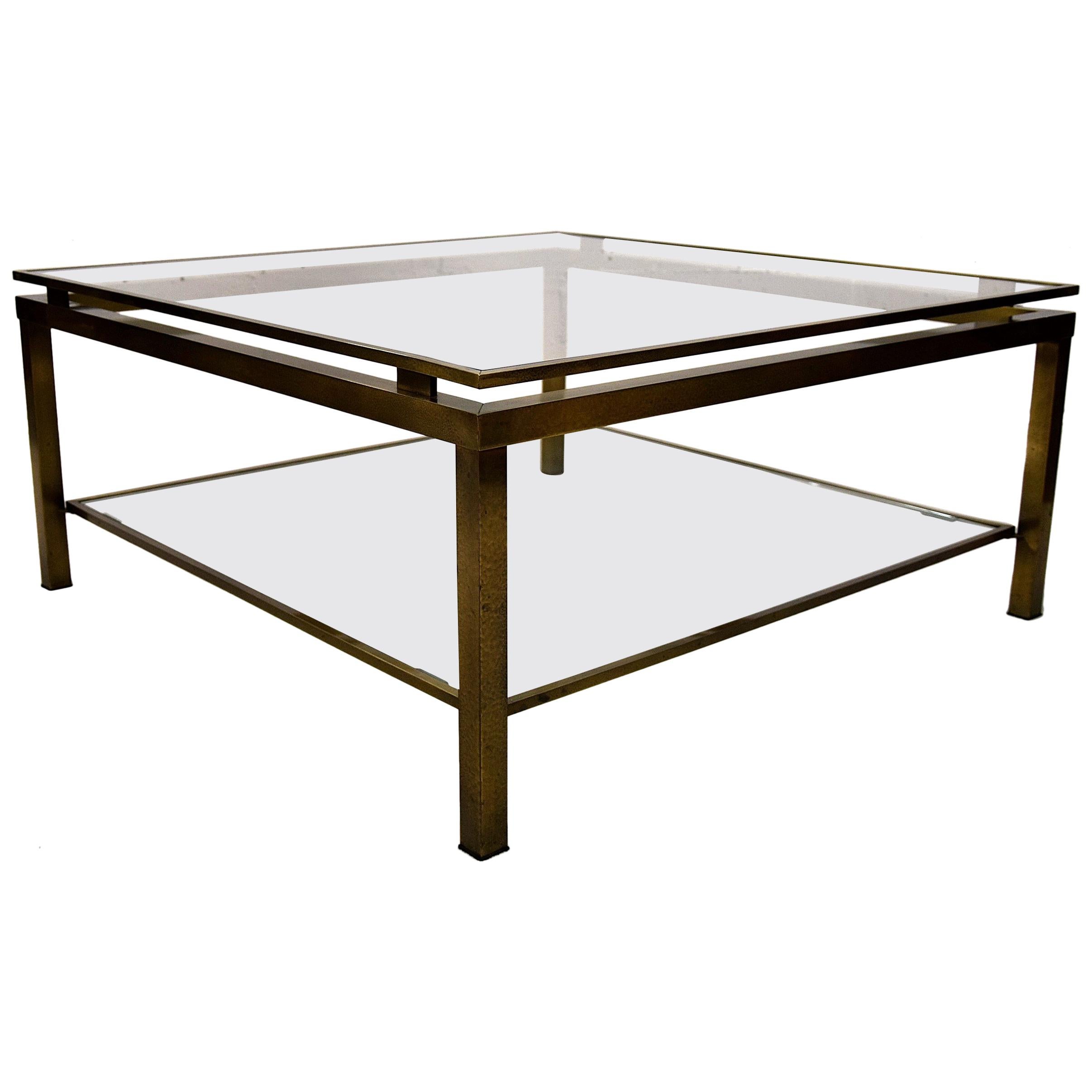 Maison Jansen Hollywood Regency Brass Coffee Table