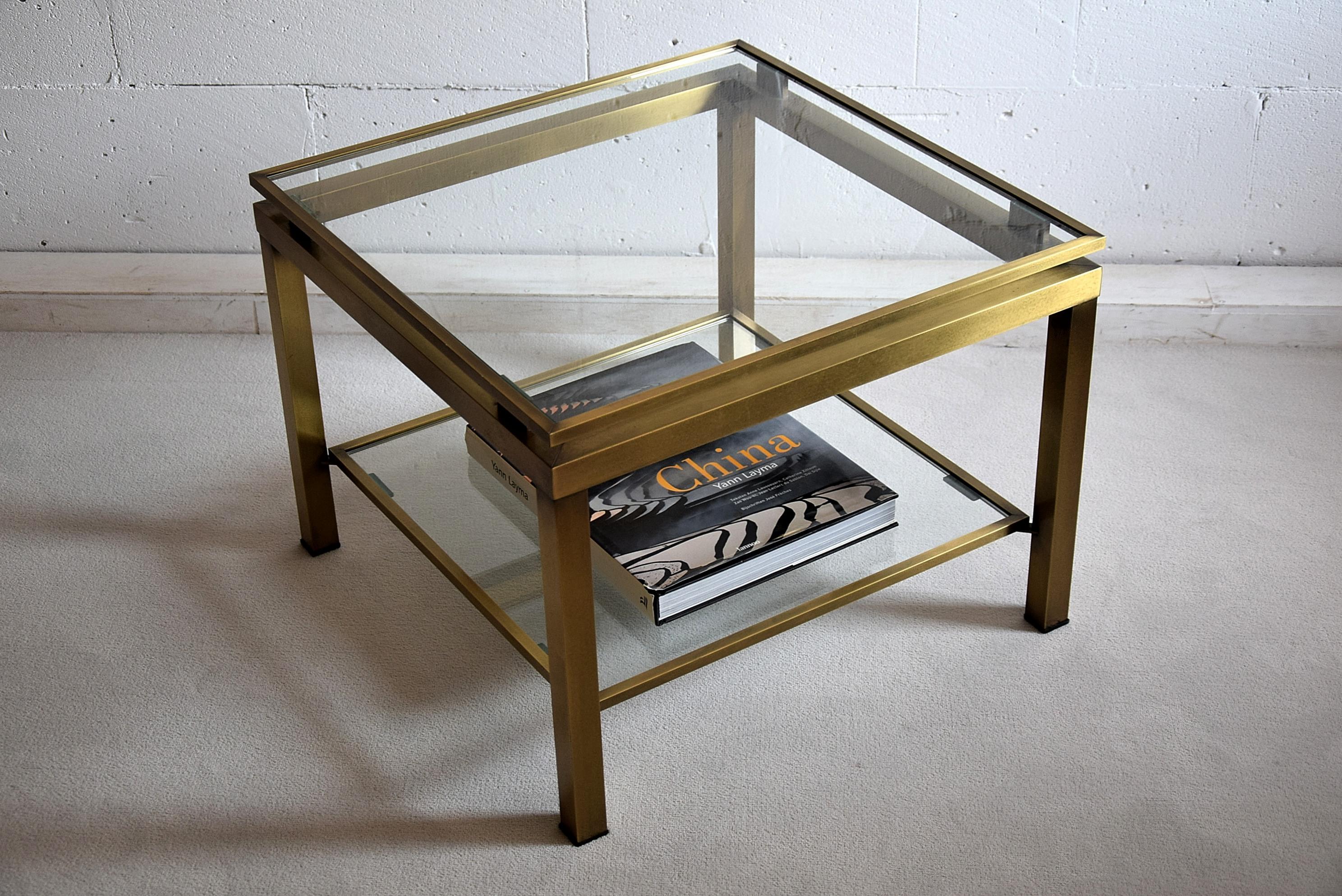 Late 20th Century Maison Jansen Hollywood Regency Brass Side Table For Sale