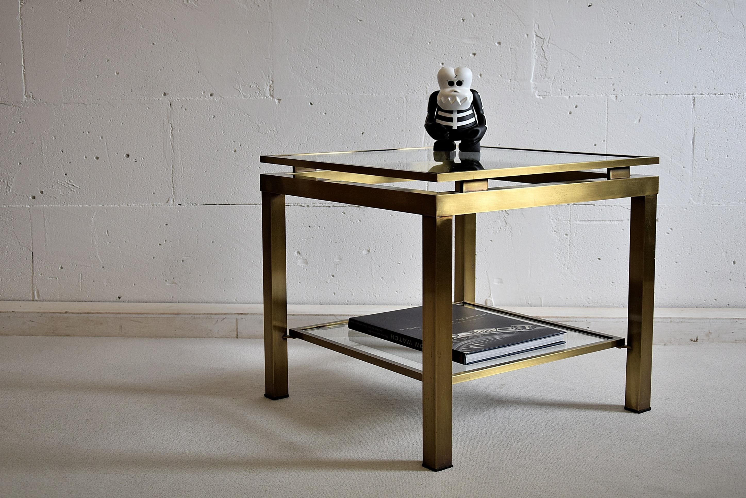 Maison Jansen Hollywood Regency Brass Side Table In Good Condition In Weesp, NL