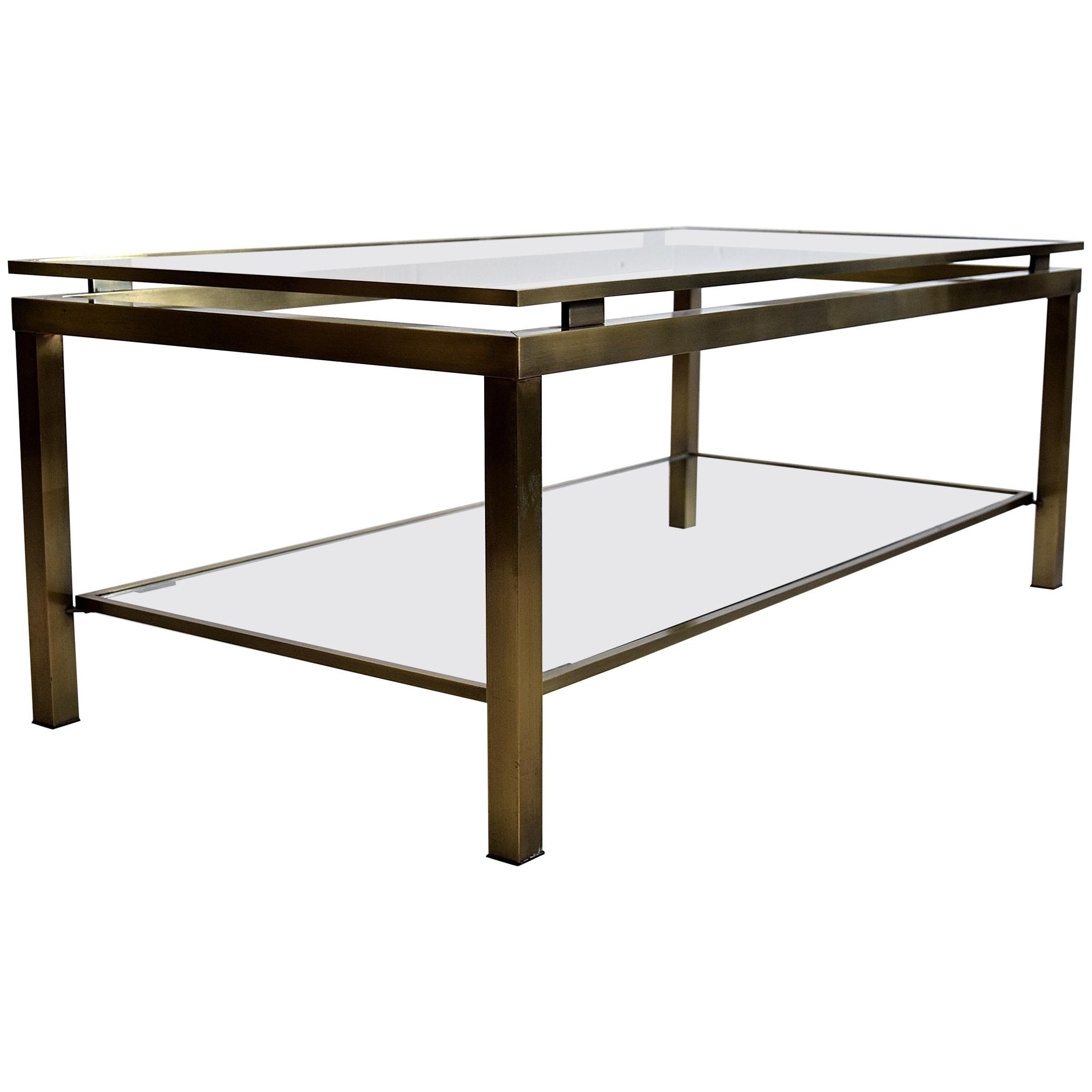 Hollywood Regency Brass Two-Tier Coffee Table