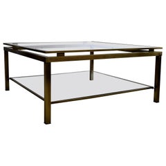 Maison Jansen Hollywood Regency Brass Two-Tier Coffee Table