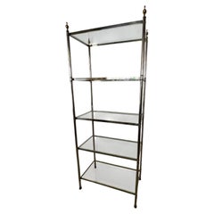 Maison Jansen Hollywood Regency Chrome and Brass Étagère