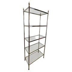 Maison Jansen Hollywood Regency Chrome and Brass Étagère