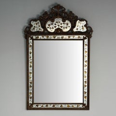 Maison Jansen, Hollywood Regency, Eglomise Wall Mirror, Gesso, Etched Glass