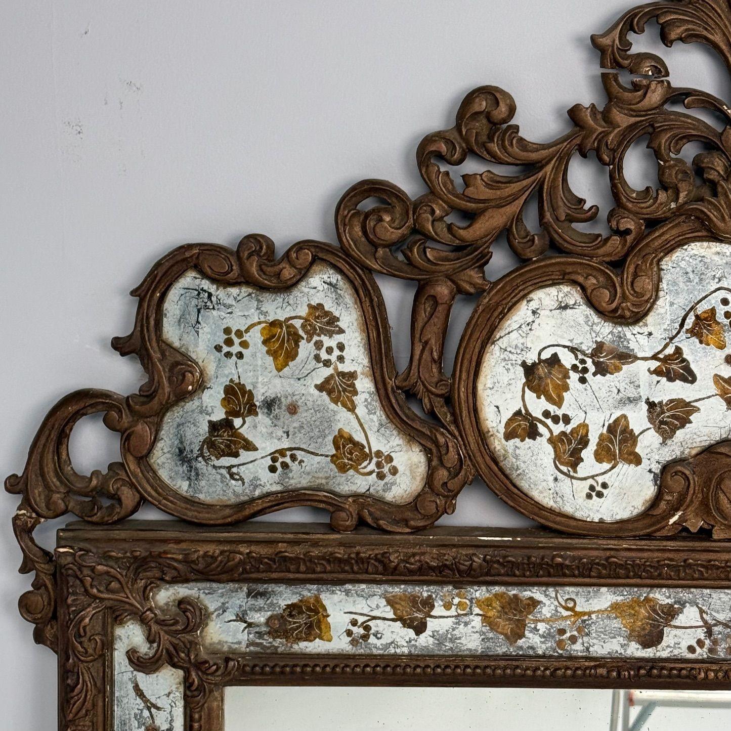 Maison Jansen, Hollywood Regency, miroir mural églomisé, gesso, verre gravé en vente 1