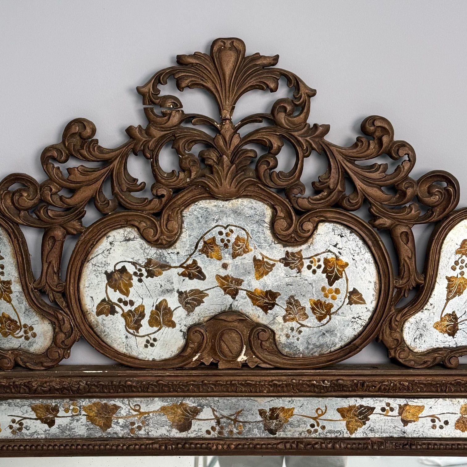 Maison Jansen, Hollywood Regency, miroir mural églomisé, gesso, verre gravé en vente 2