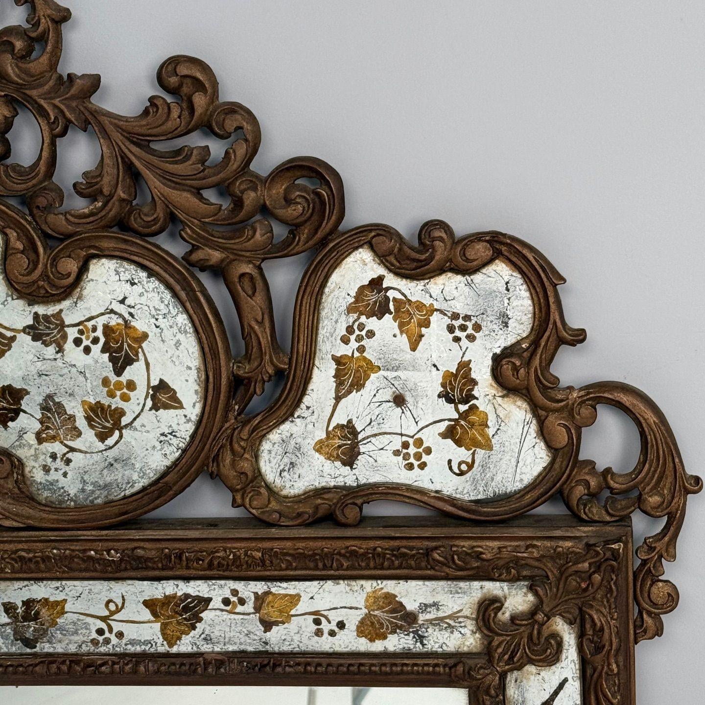 Maison Jansen, Hollywood Regency, miroir mural églomisé, gesso, verre gravé en vente 3