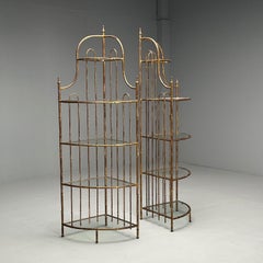 Maison Jansen Style Hollywood Regency Etagères, Brass Faux Bamboo, 1970s